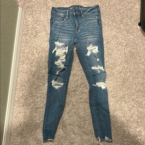 American Eagle Outfitters Blue Distressed Women's Jeans